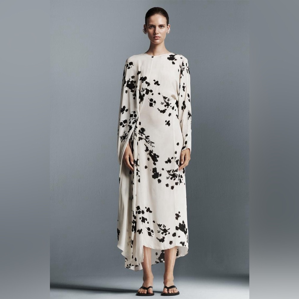 Zara kimono hijab kaftan long Floral Maxi oversized fall Dress m xl